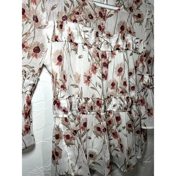 Lucky Brand floral ruffle boho chic blouse womens XS‎ cottagecore flowy prairie - Picture 3 of 10